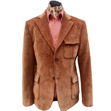 60s / 70s mens  custom made corduroy 3 pocket safari style dandy jacket